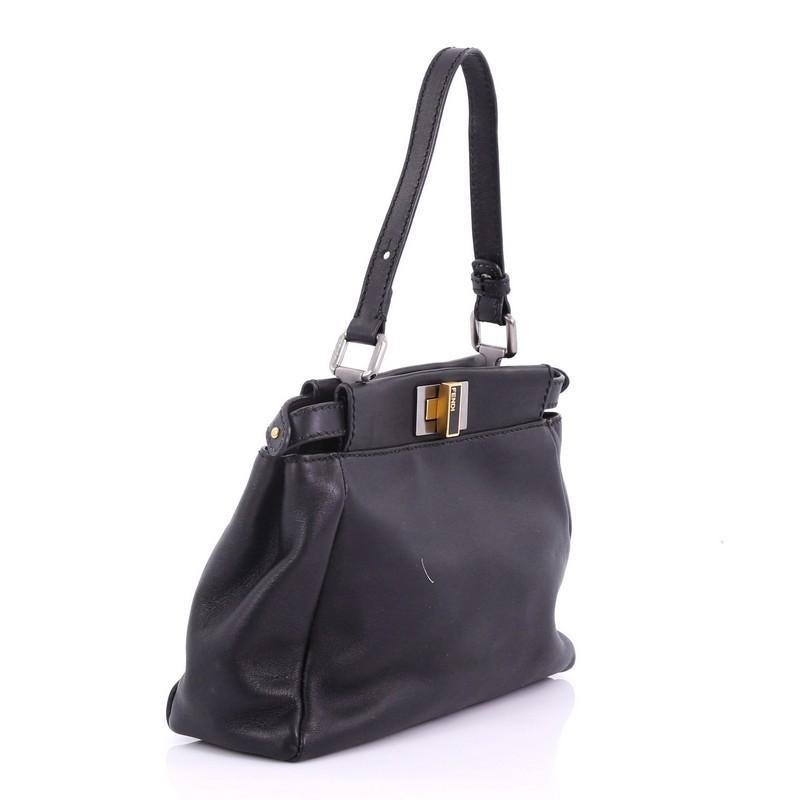 Black Fendi Peekaboo Handbag Leather Mini