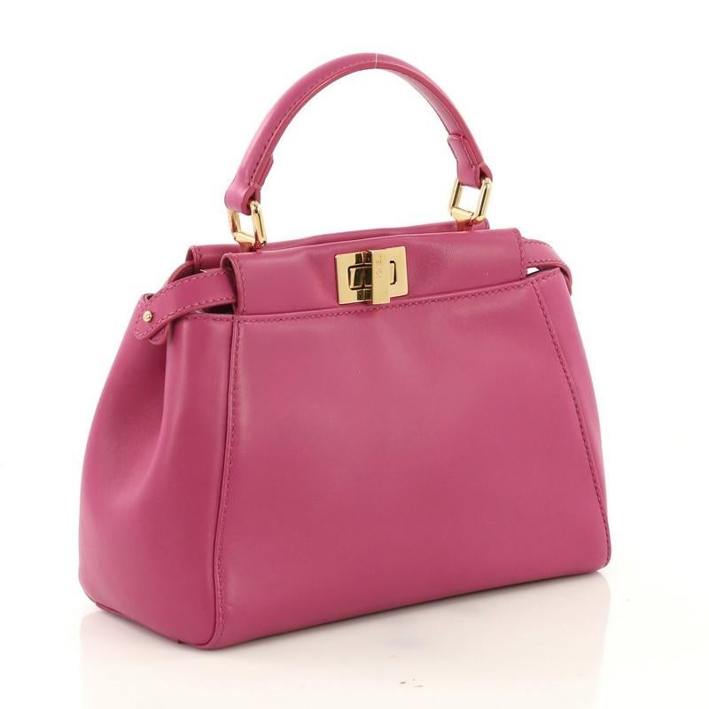 Pink Fendi Peekaboo Handbag Leather Mini