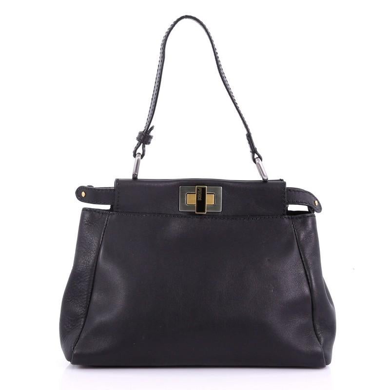 Fendi Peekaboo Handbag Leather Mini In Good Condition In NY, NY