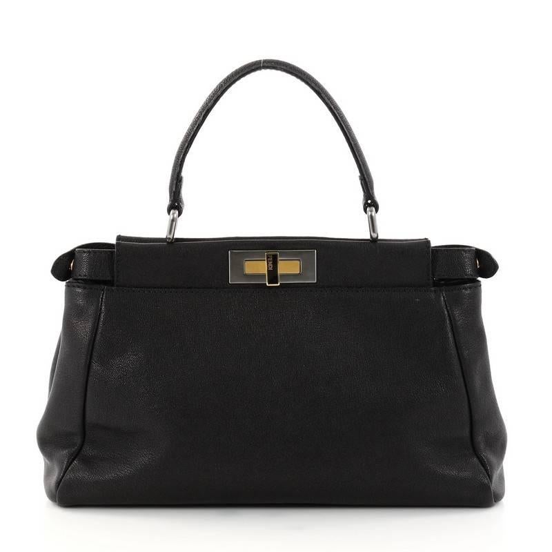 Fendi Peekaboo Handbag Leather Regular In Good Condition In NY, NY