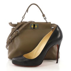 Fendi Peekaboo Handbag Leather with Beaded Interior Mini