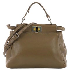 Fendi Peekaboo Handbag Leather with Beaded Interior Mini