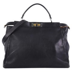 Fendi Peekaboo Handbag Leather with Calf Hair Interior Large