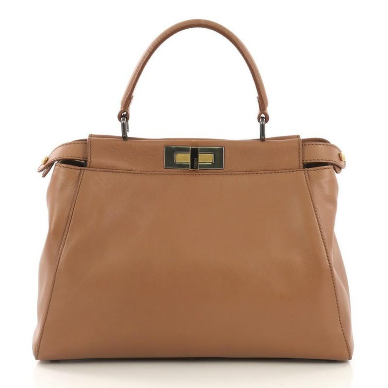 Fendi Peekaboo Handbag Leather with Python Interior Regular at 1stDibs