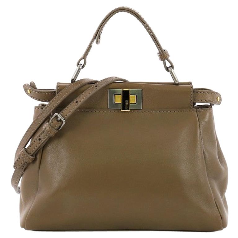 Fendi Peekaboo Handbag Leather with Suede and Beaded Interior Mini