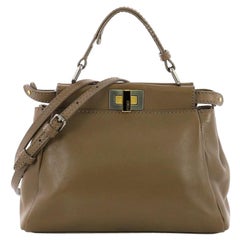 Fendi Peekaboo Handbag Leather with Suede and Beaded Interior Mini