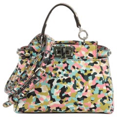 Fendi Peekaboo Handbag Printed Leather Micro