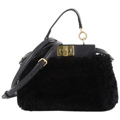 Fendi Peekaboo Handbag Shearling Micro