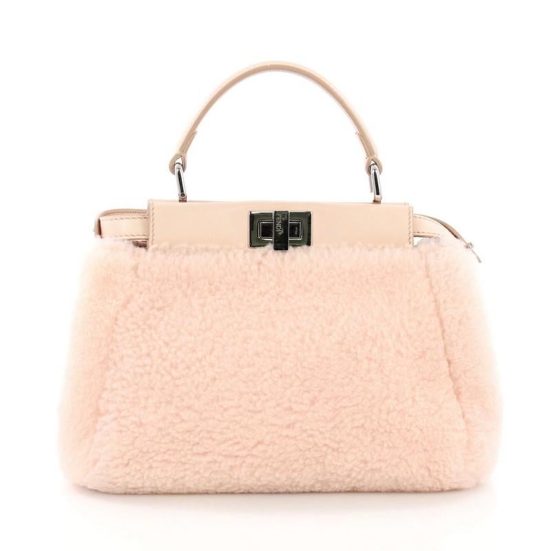 Fendi Peekaboo Handbag Shearling Mini In Good Condition In NY, NY