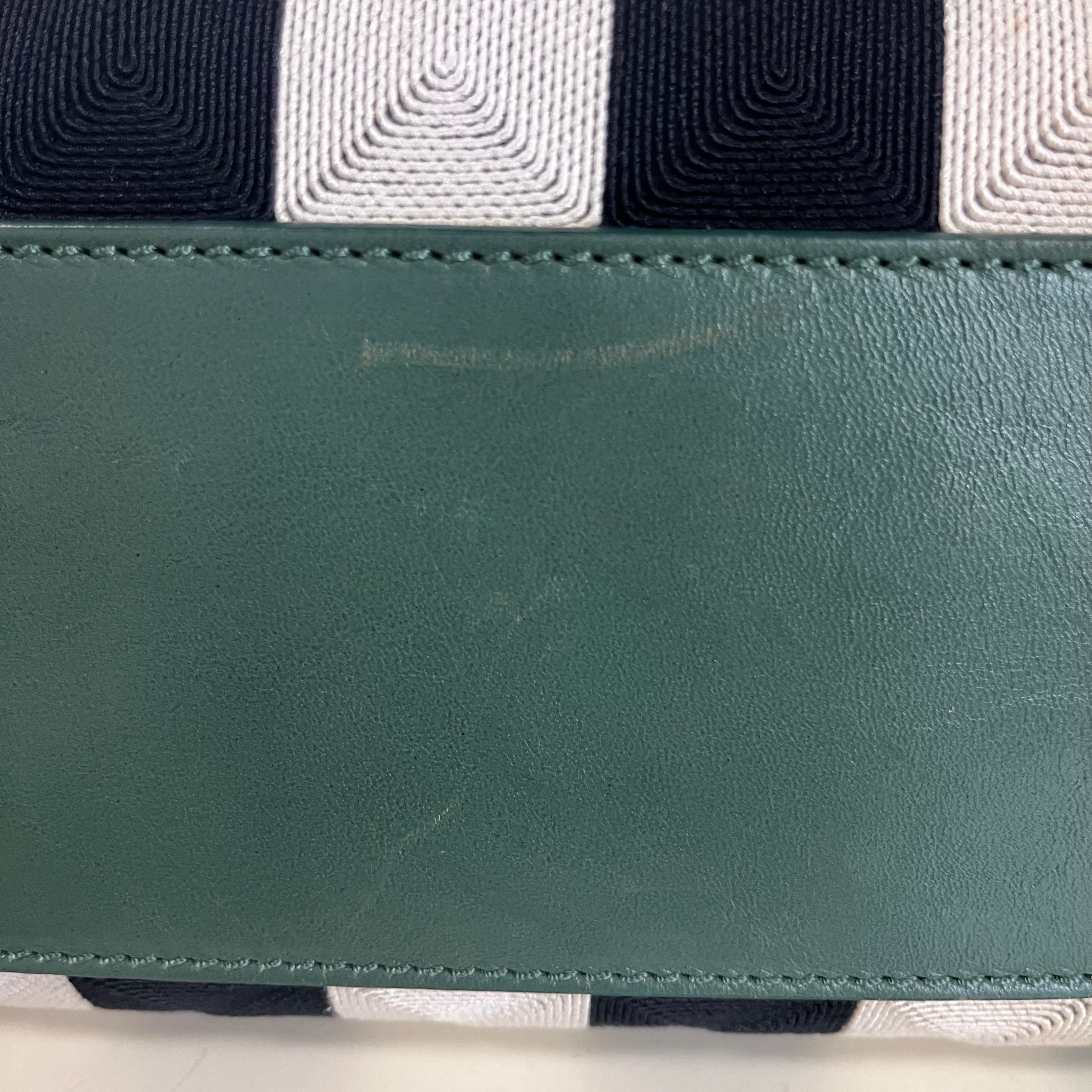 Fendi Peekaboo in Beaded Penguin Medium Vertical Stripes Canvas Green Leather 15