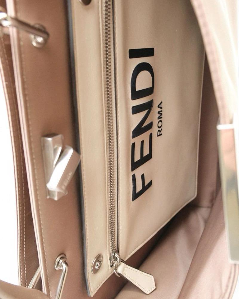 Fendi Peekaboo ISeeU Medium Nylon Beige en vente 12