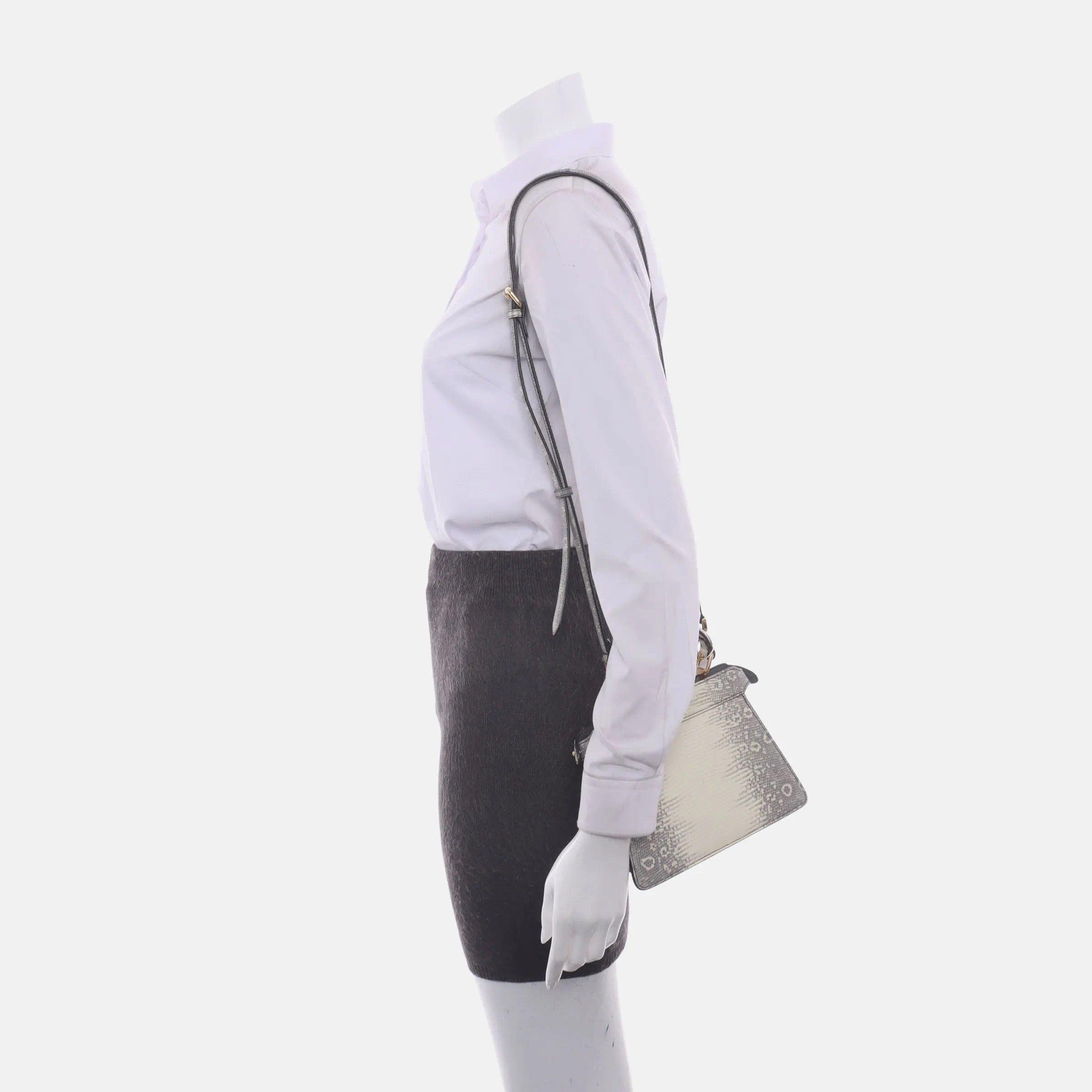 Fendi Peekaboo ISeeU Petite White Lizard Leather Bag These are professional photos of the actual bag offered by Luxbags. CONDITION: LIKE NEW This preloved item is in mint condition with minimal signs of use. DETAILS Fendi Peekaboo ISeeU Lizard-skin