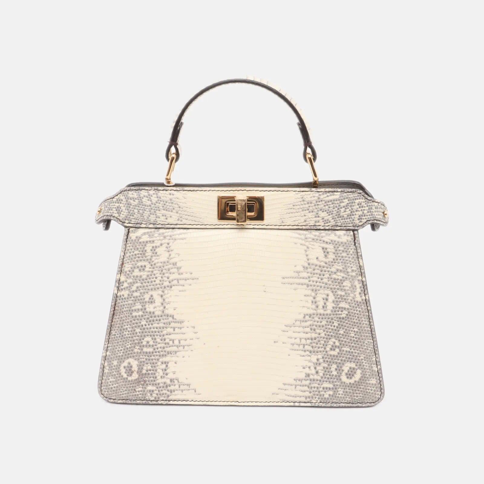 Fendi Peekaboo ISeeU Petite White Lizard Leather Bag 1
