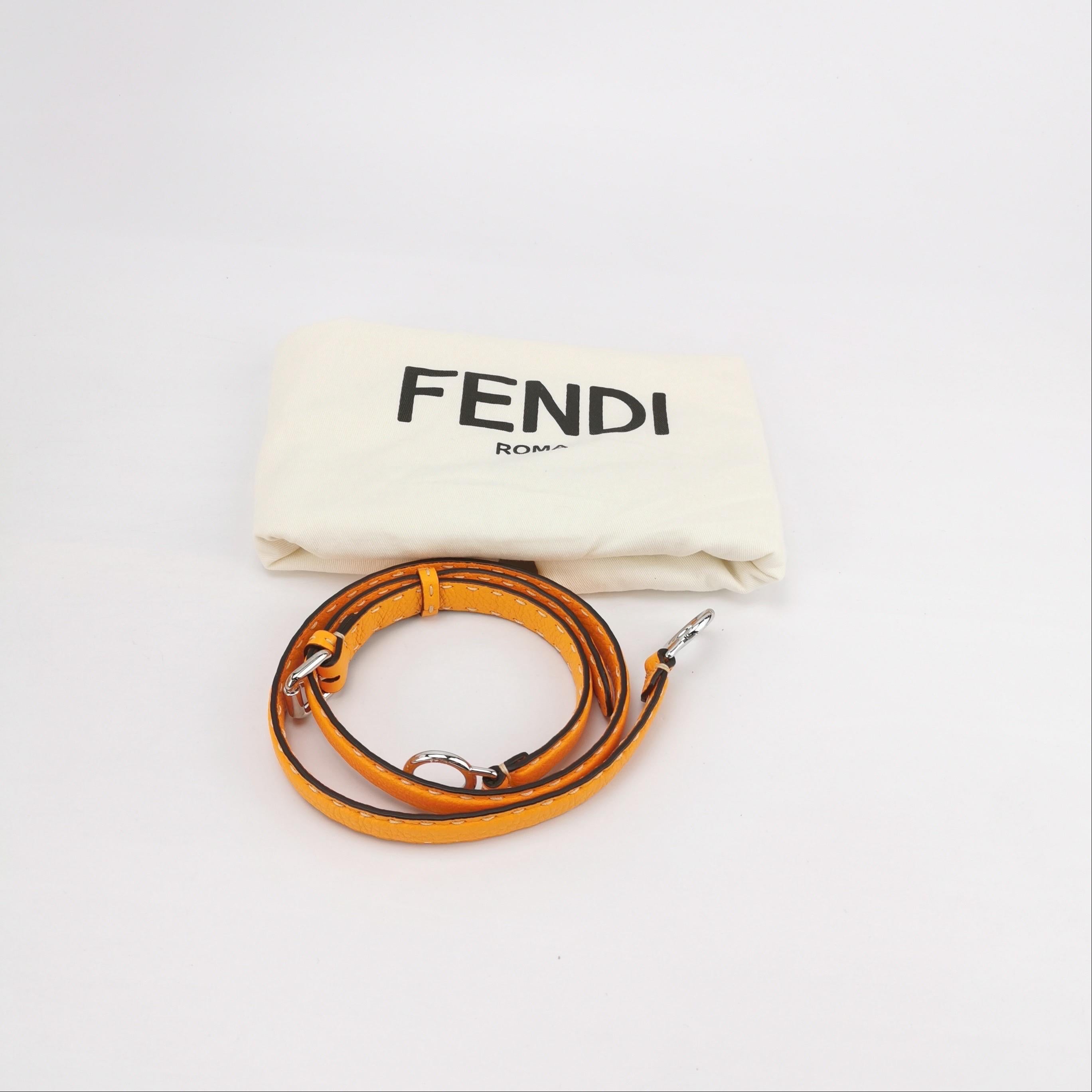 Fendi Peekaboo ISeeU Sellier Orange / Weiß Interlace Leder Medium Handle Bag aus Leder im Angebot 9