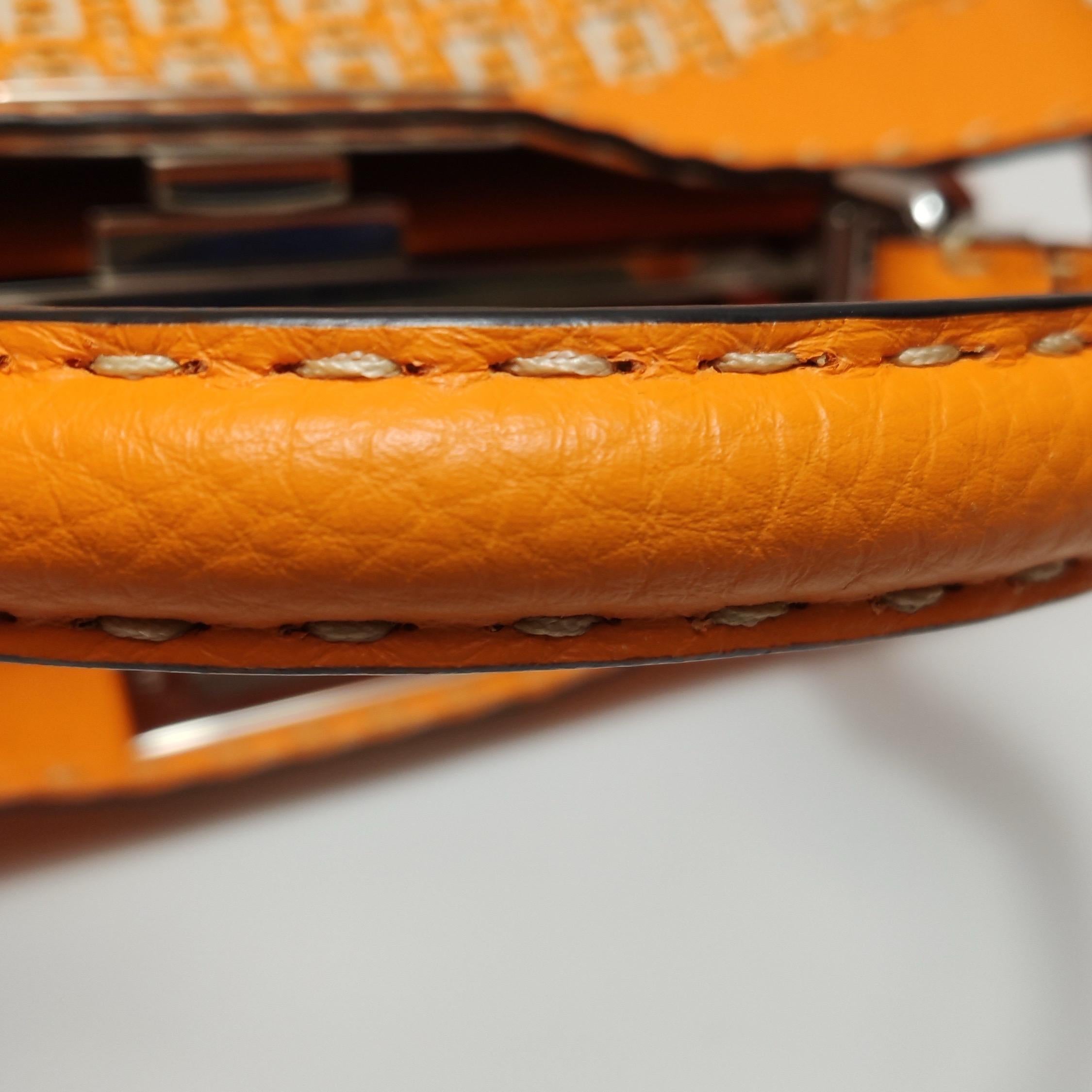 Fendi Peekaboo ISeeU Sellier Orange / Weiß Interlace Leder Medium Handle Bag aus Leder im Angebot 11