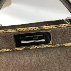 Fendi Peekaboo ISeeU Sellier Small Grey Leather with Python Skin Trimming