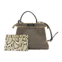 Fendi Peekaboo ISeeU Sellier Small Grey Leather with Python Skin Trimming