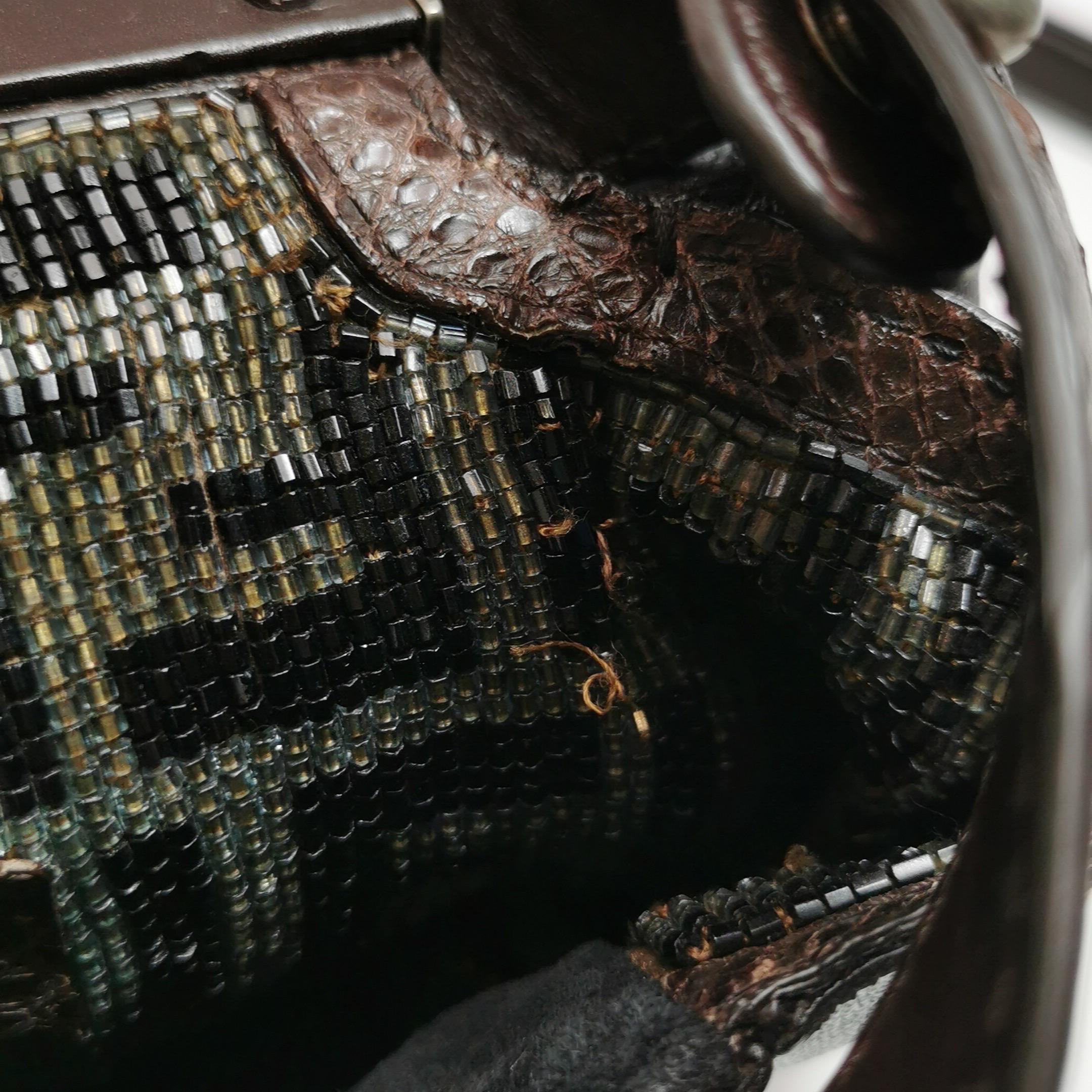 Fendi Peekaboo Large Black Calfskin Leather Glitter Beaded Zucca Interior en vente 8