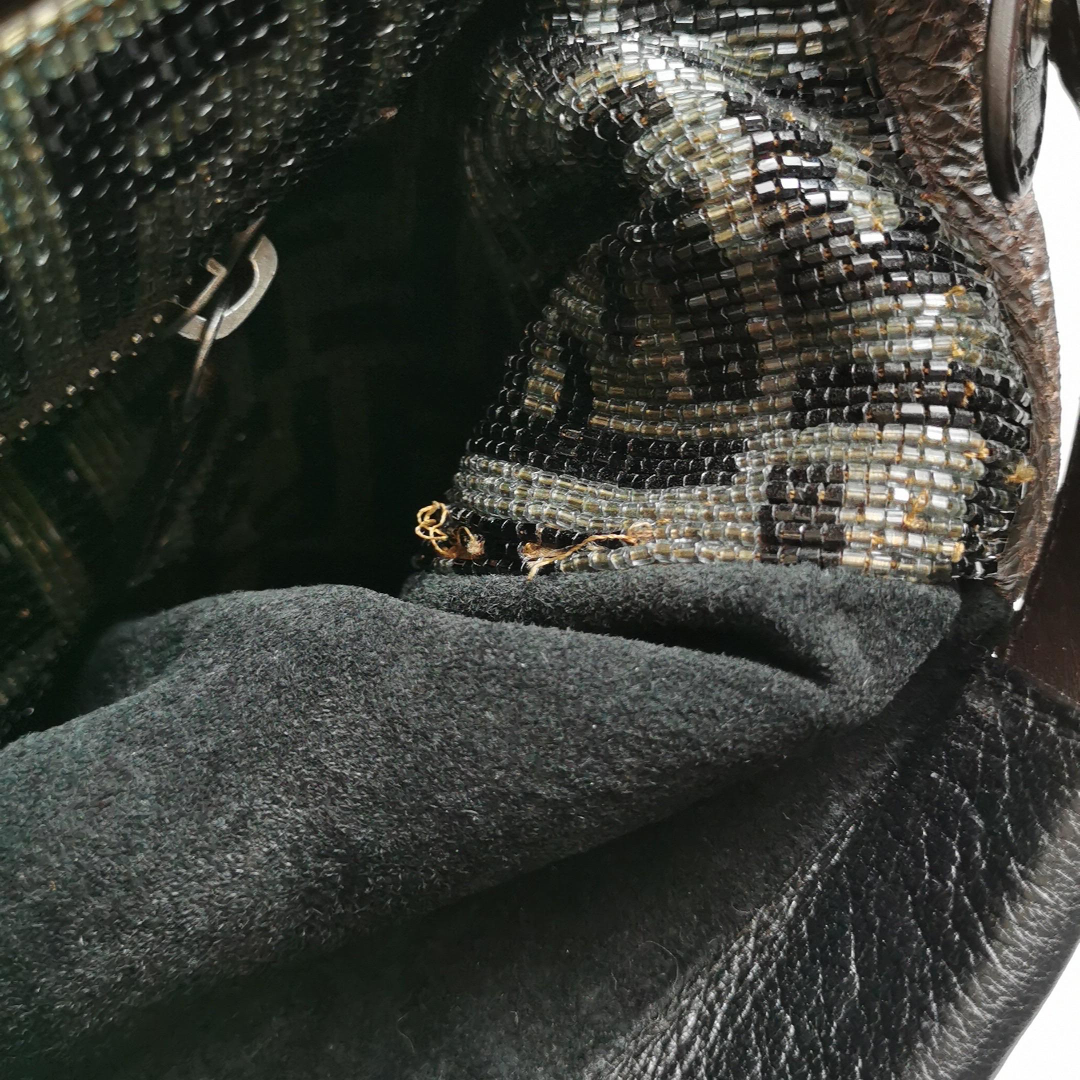 Fendi Peekaboo Large Black Calfskin Leather Glitter Beaded Zucca Interior en vente 9