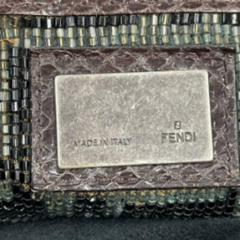 Fendi Peekaboo Large Black Calfskin Leather Glitter Beaded Zucca Interior For Sale 11