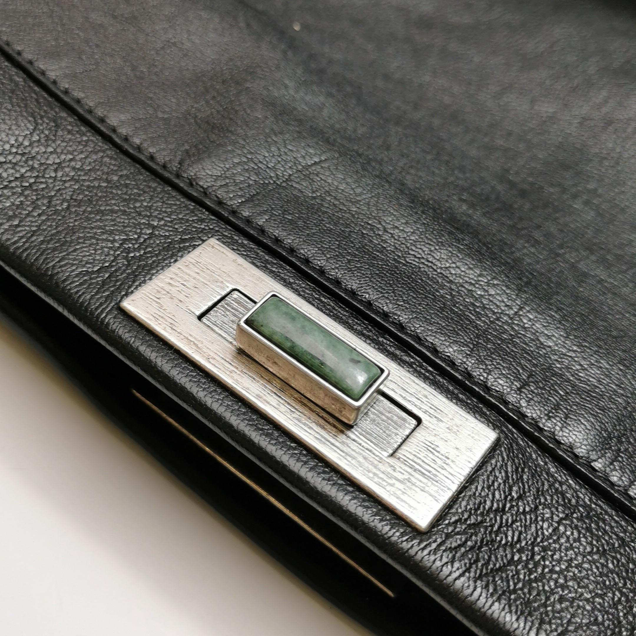 Fendi Peekaboo Large Black Calfskin Leather Glitter Beaded Zucca Interior en vente 11