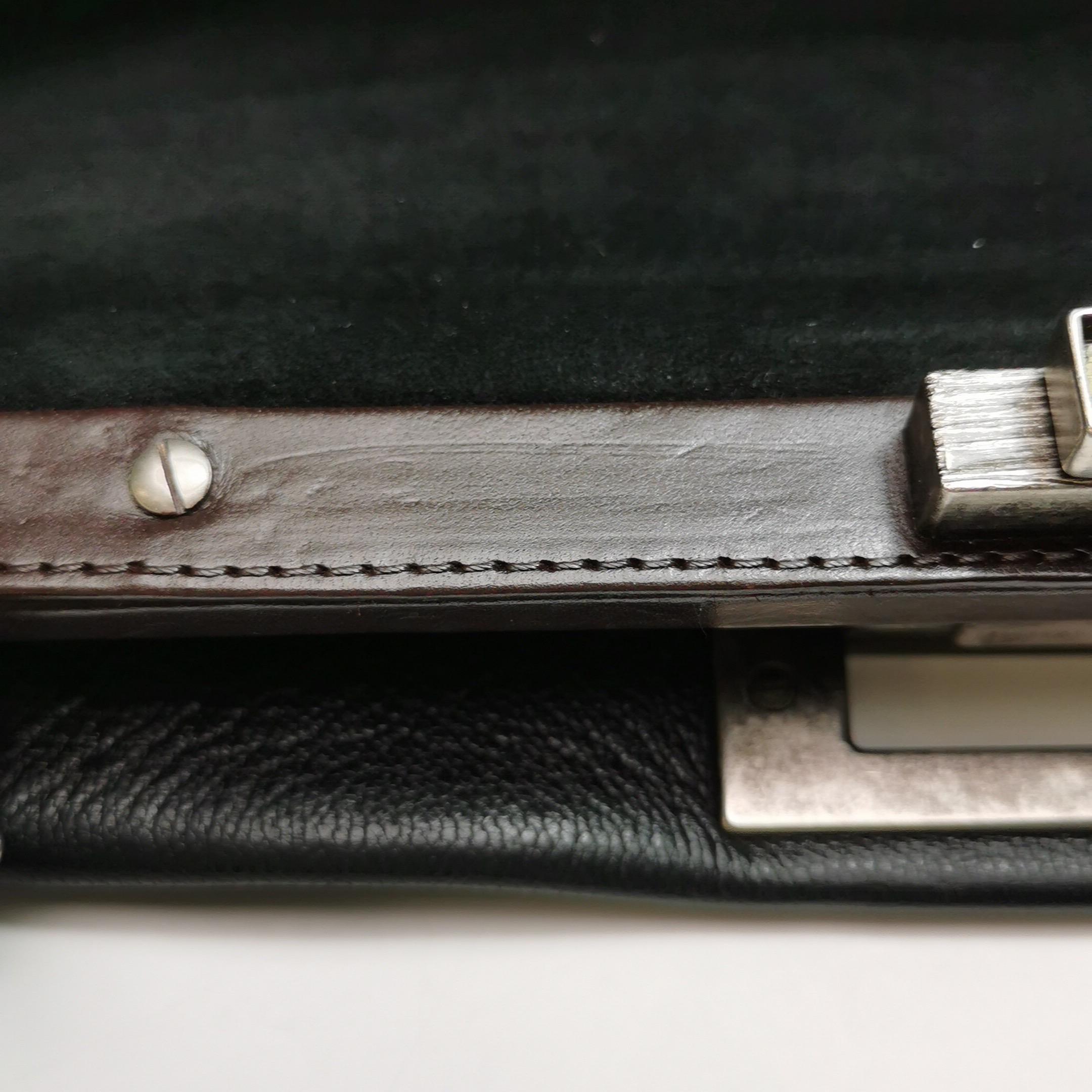 Fendi Peekaboo Large Black Calfskin Leather Glitter Beaded Zucca Interior en vente 12