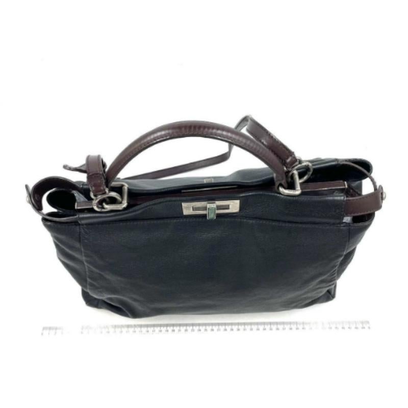 Fendi Peekaboo Large Black Calfskin Leather Glitter Beaded Zucca Interior For Sale 4
