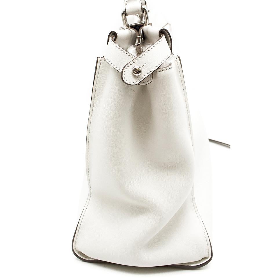 White Fendi Peekaboo Large Limited Edition white leather tote 