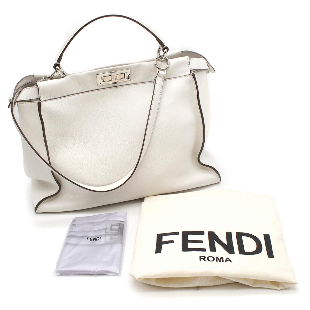 Fendi Peekaboo Large Limited Edition white leather tote  1