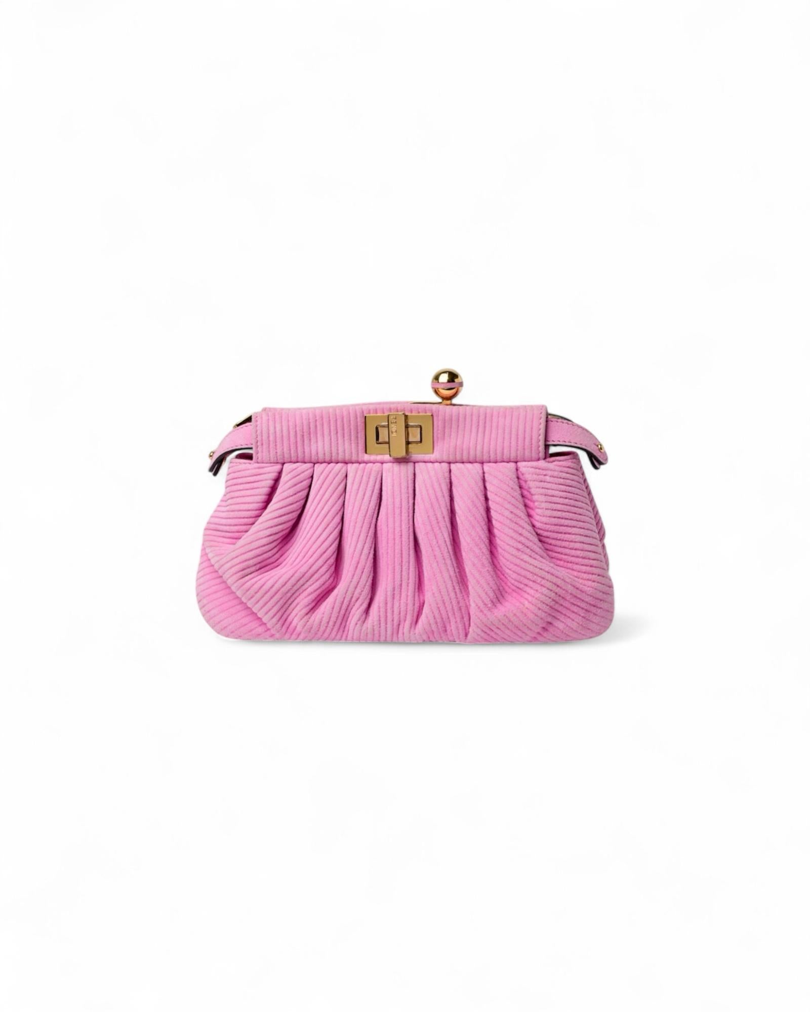 Fendi Peekaboo Lollipop Small Velluto Rosa In condizioni ottime in vendita a Torre Del Greco, IT