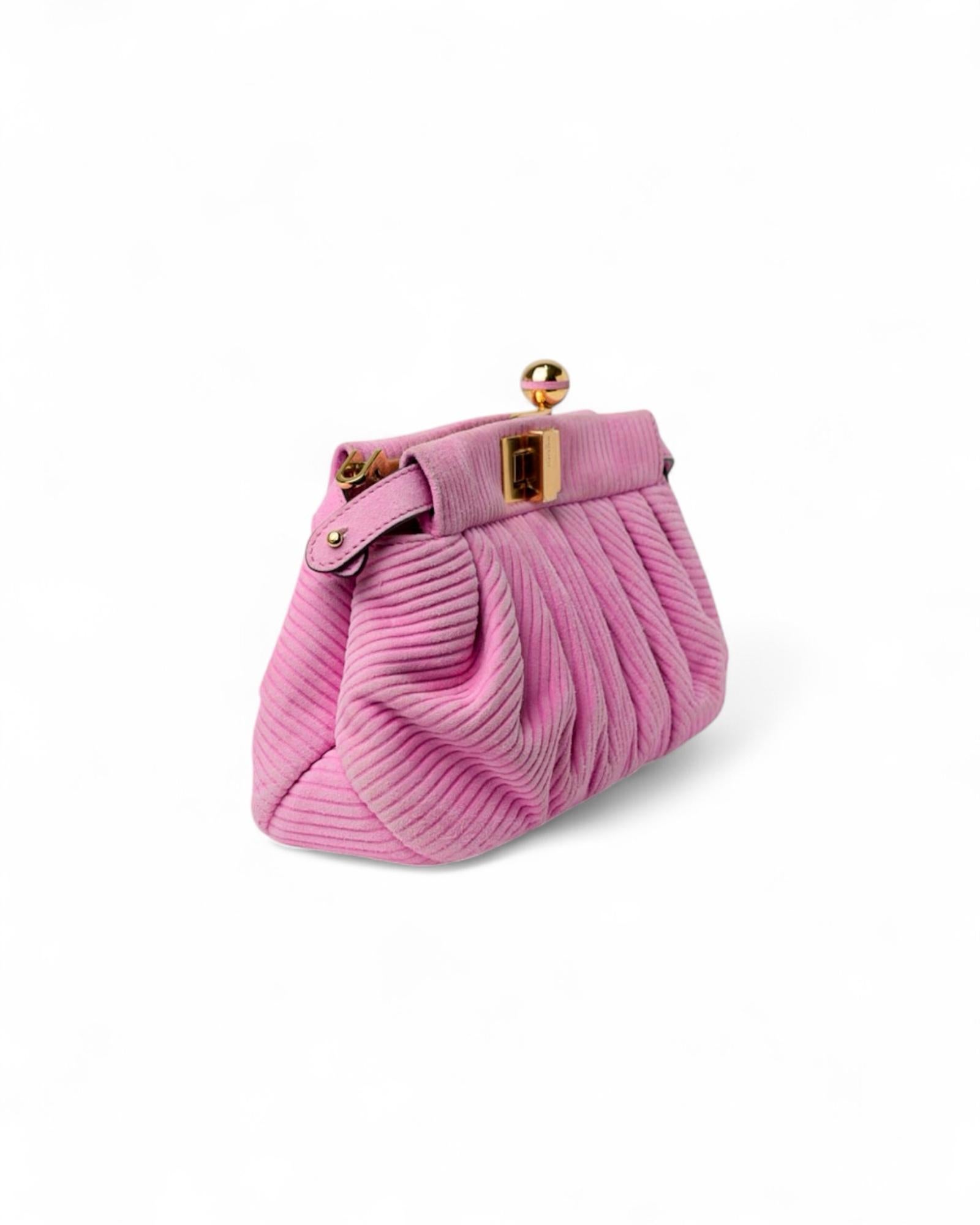 Fendi Peekaboo Lollipop Small Velluto Rosa in vendita 3