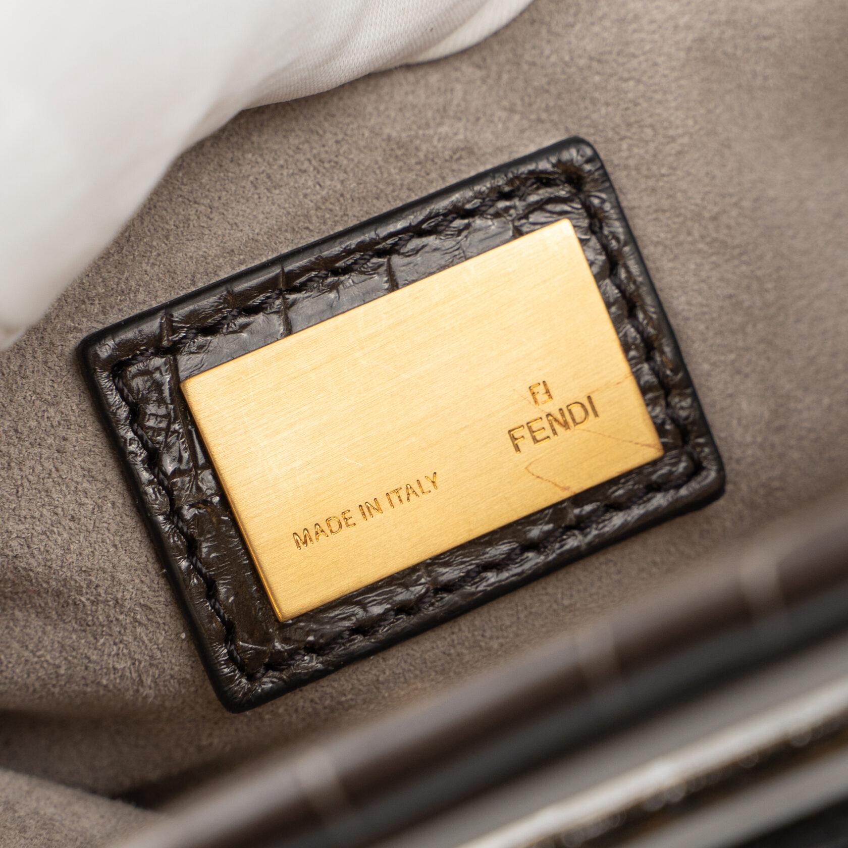 Fendi Peekaboo Medium Crocodile Brown Gray For Sale 2