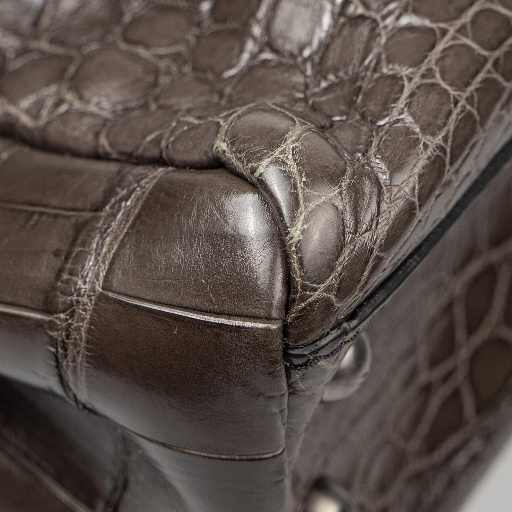 Black Fendi Peekaboo Medium Crocodile Brown Gray For Sale