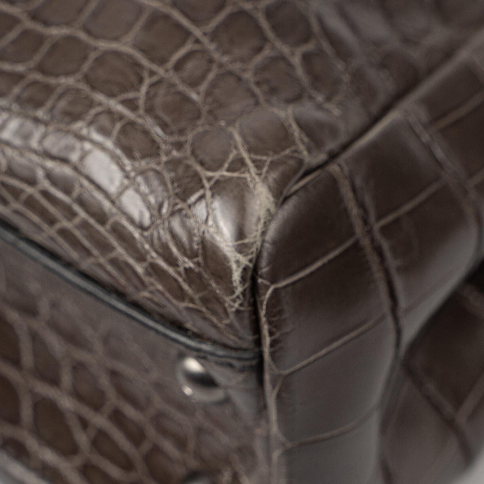 Women's Fendi Peekaboo Medium Crocodile Brown Gray For Sale