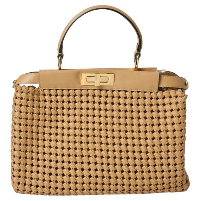 Fendi Peekaboo Medium Cuir tressé Beige