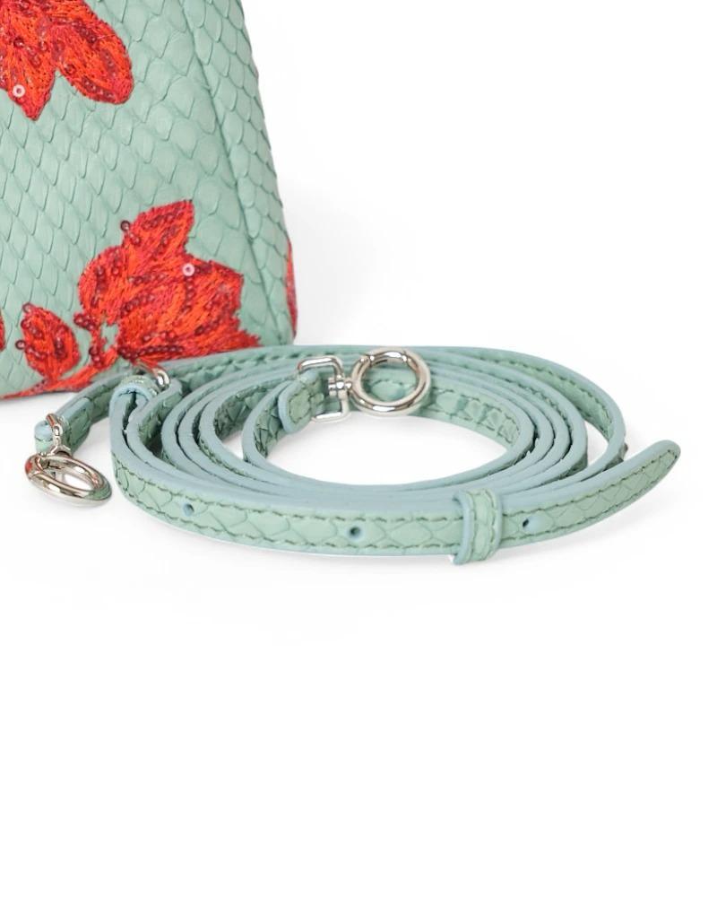 Fendi Peekaboo Micro Python brodé Aqua Green en vente 6