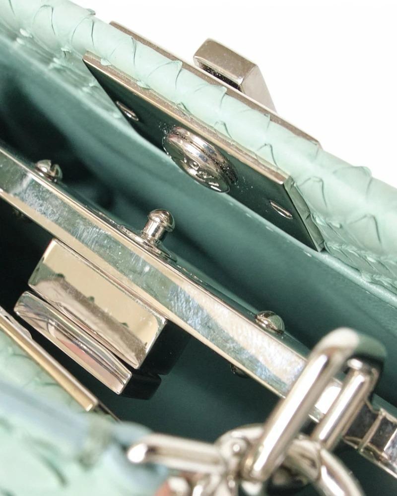 Fendi Peekaboo Micro Python brodé Aqua Green en vente 7