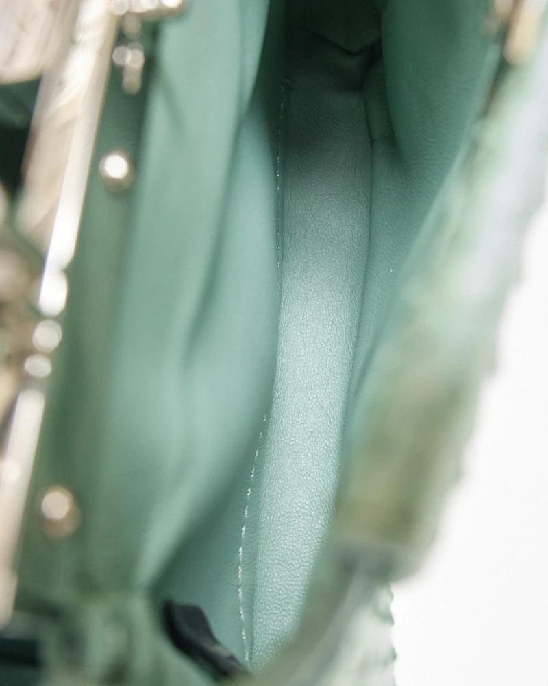 Fendi Peekaboo Micro Python brodé Aqua Green en vente 9