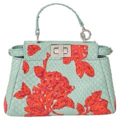 Fendi Peekaboo Micro Python Embroidery Aqua Green