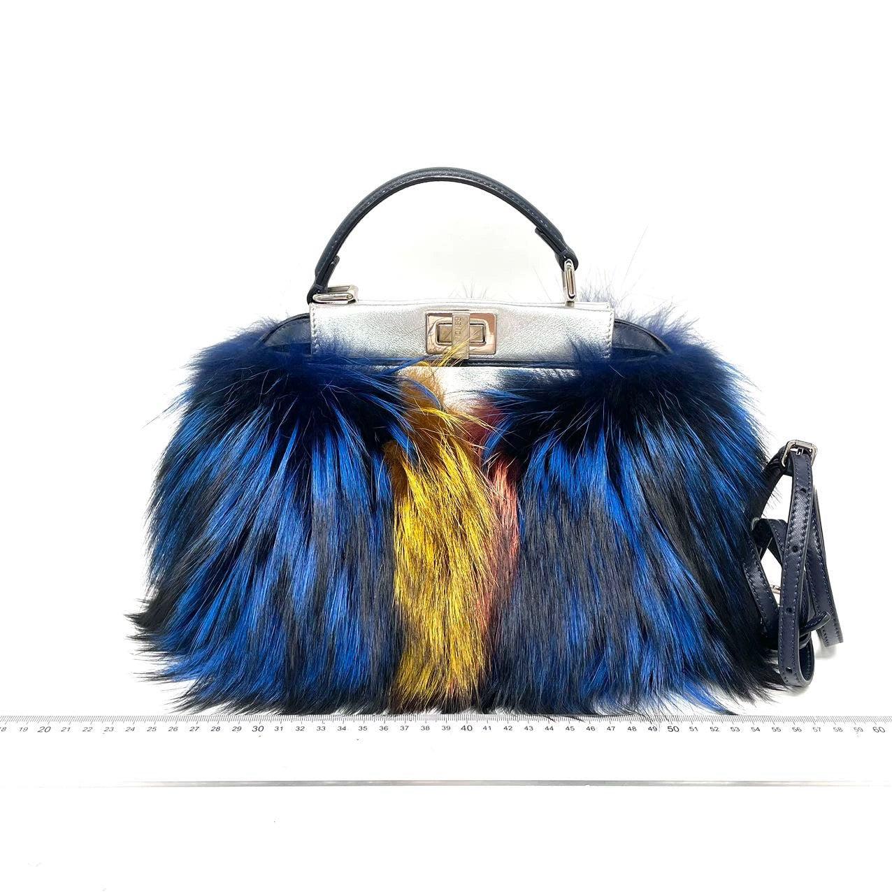 Women's Fendi Peekaboo Mini Fox Fur Blue Limited Edition 2014