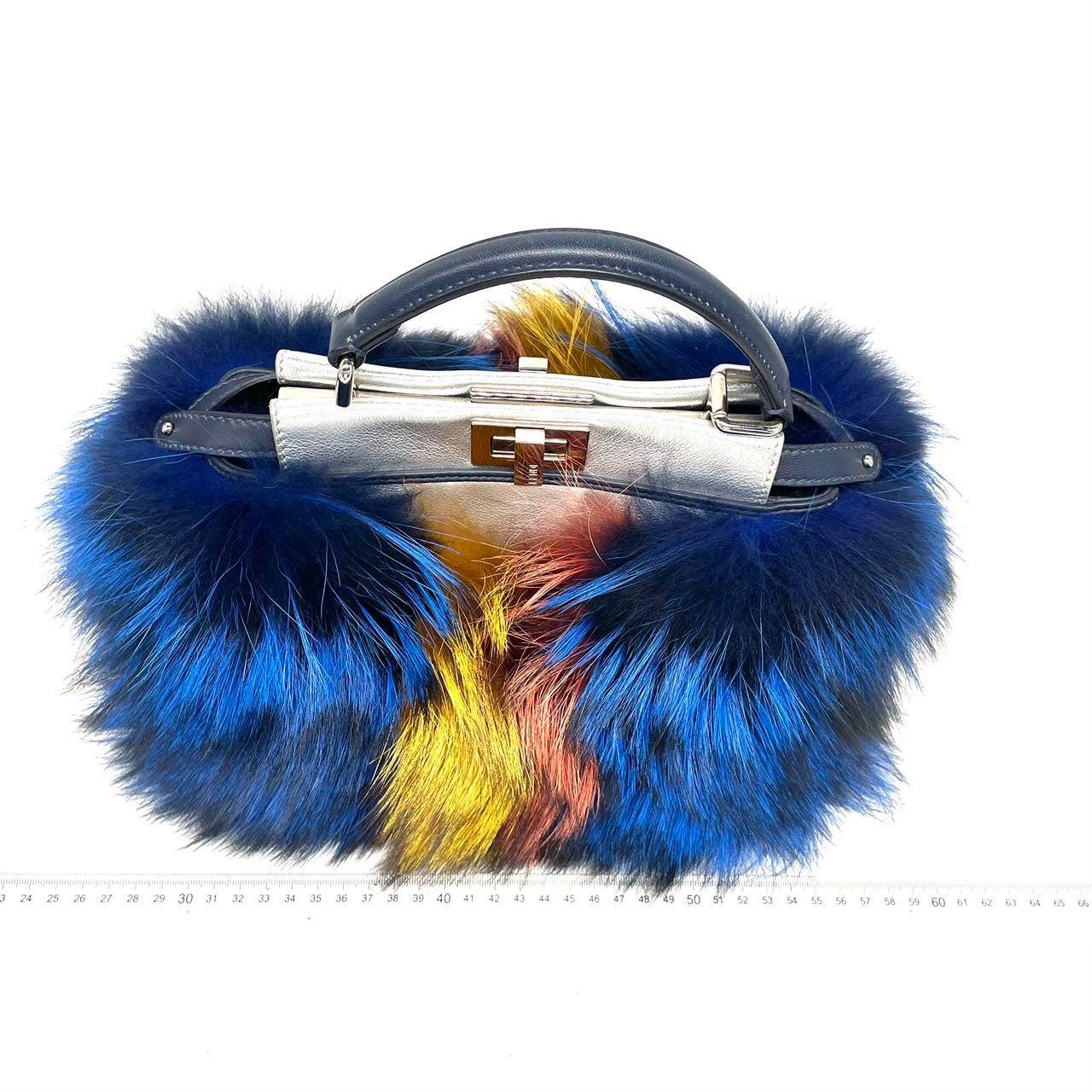 Fendi Peekaboo Mini Fox Fur Blue Limited Edition 2014 2