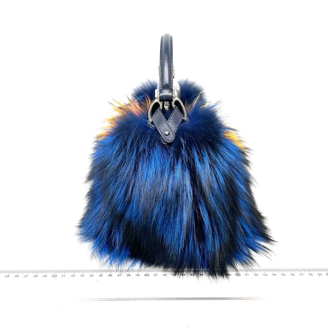Fendi Peekaboo Mini Fox Fur Blue Limited Edition 2014 4