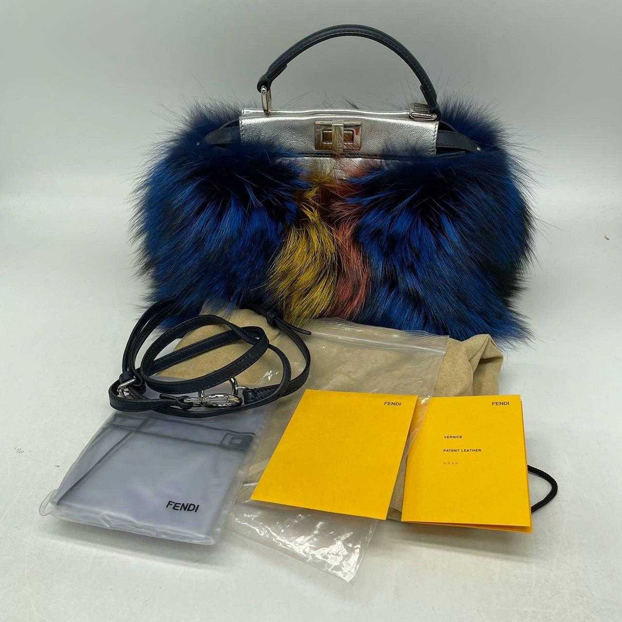 Fendi Peekaboo Mini Fox Fur Blue Limited Edition 2014 5