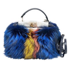 Fendi Peekaboo Mini Fox Fur Blue Limited Edition 2014