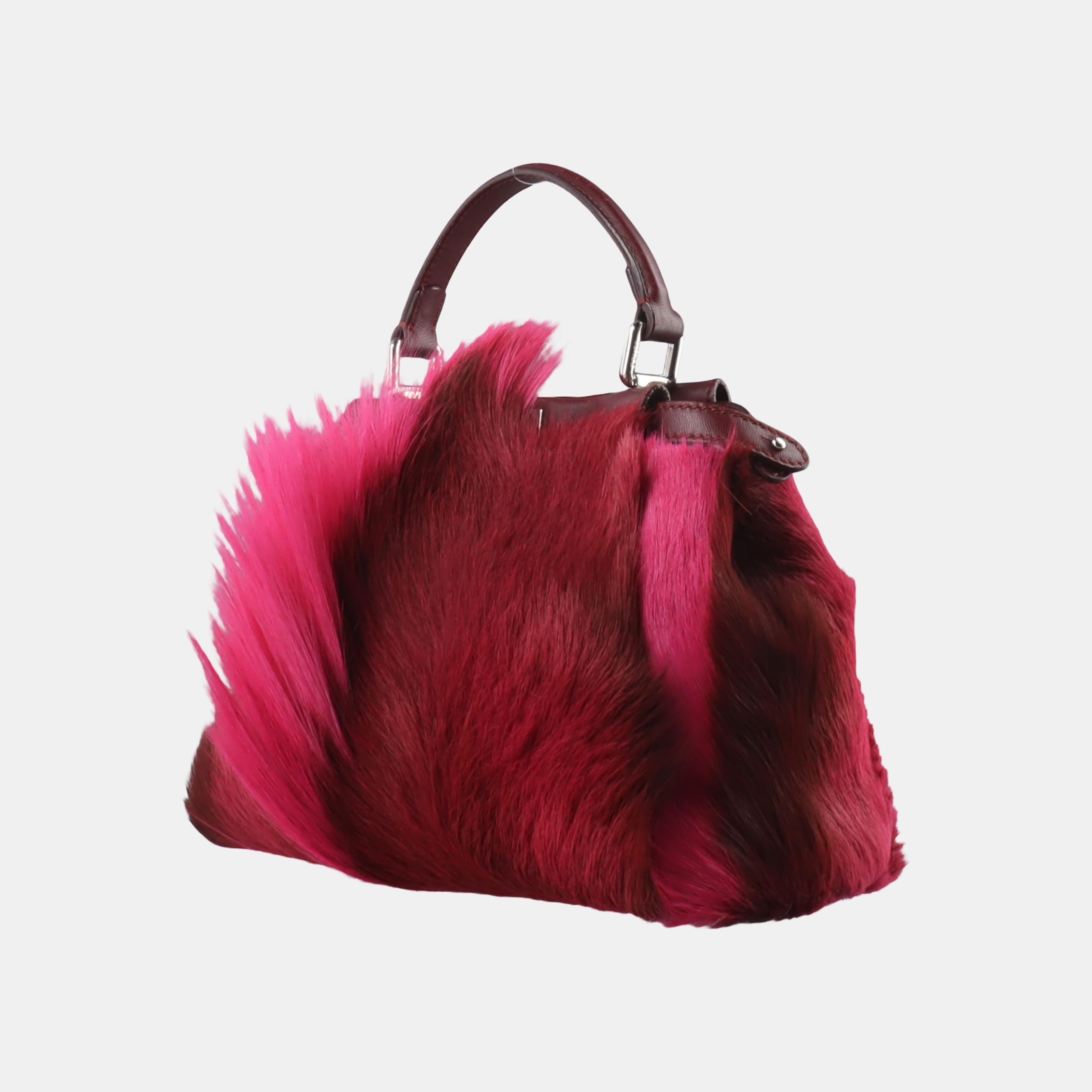  Fendi Mini Gazelle Peekaboo Fourrure Bourgogne, Automne Hiver 2014 Pour femmes 