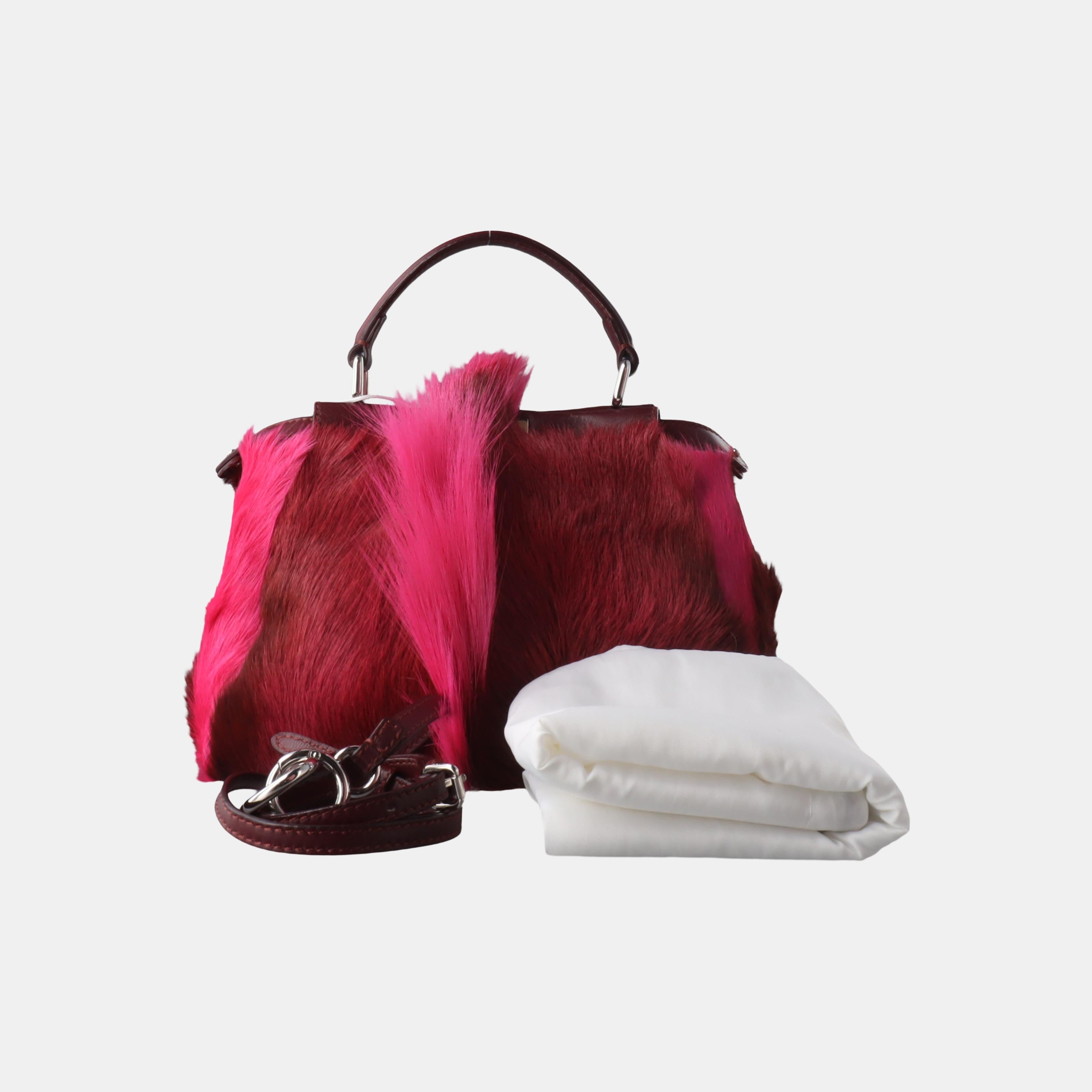 Fendi Mini Gazelle Peekaboo Fourrure Bourgogne, Automne Hiver 2014 2