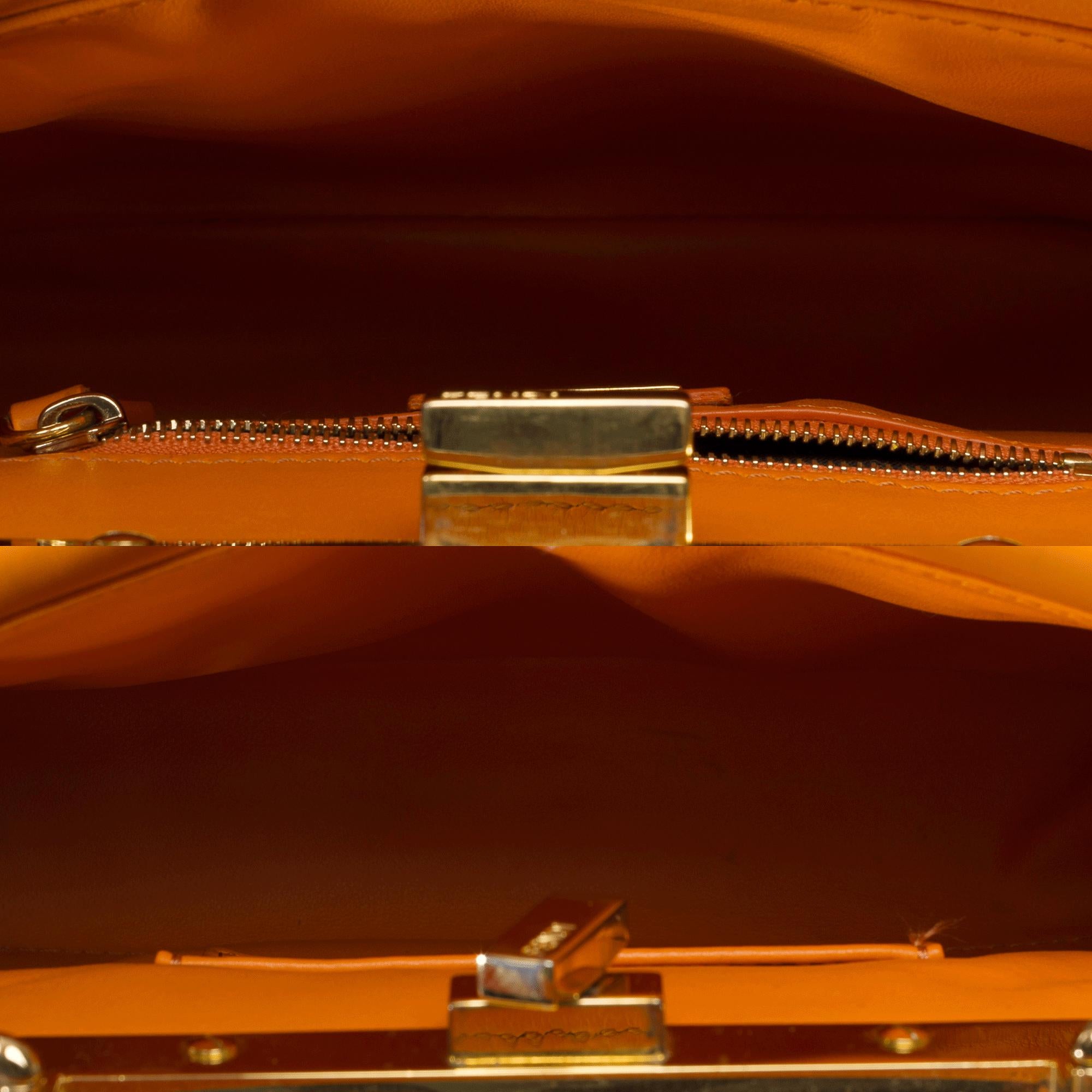 Fendi Peekaboo Mini Pocket handbag strap in Orange calf leather, GHW 6