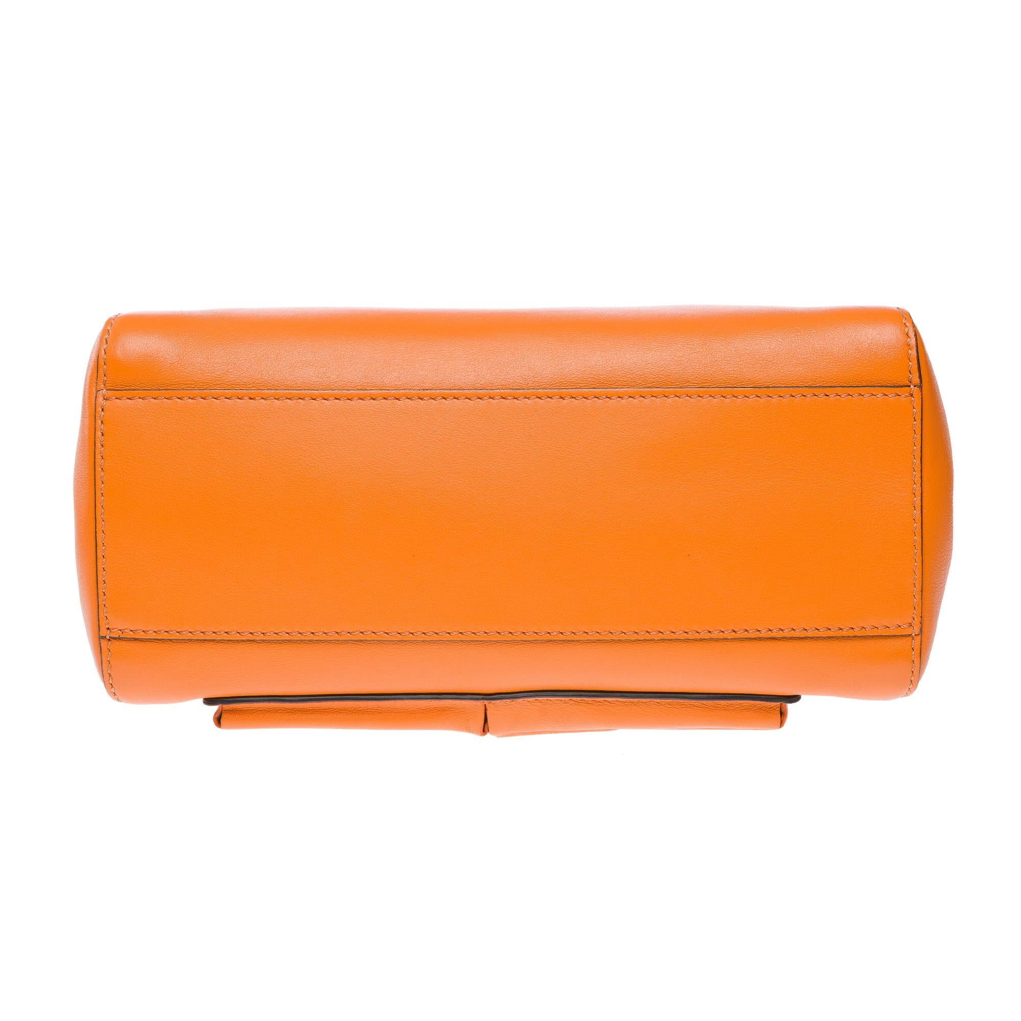 Fendi Peekaboo Mini Pocket handbag strap in Orange calf leather, GHW 7
