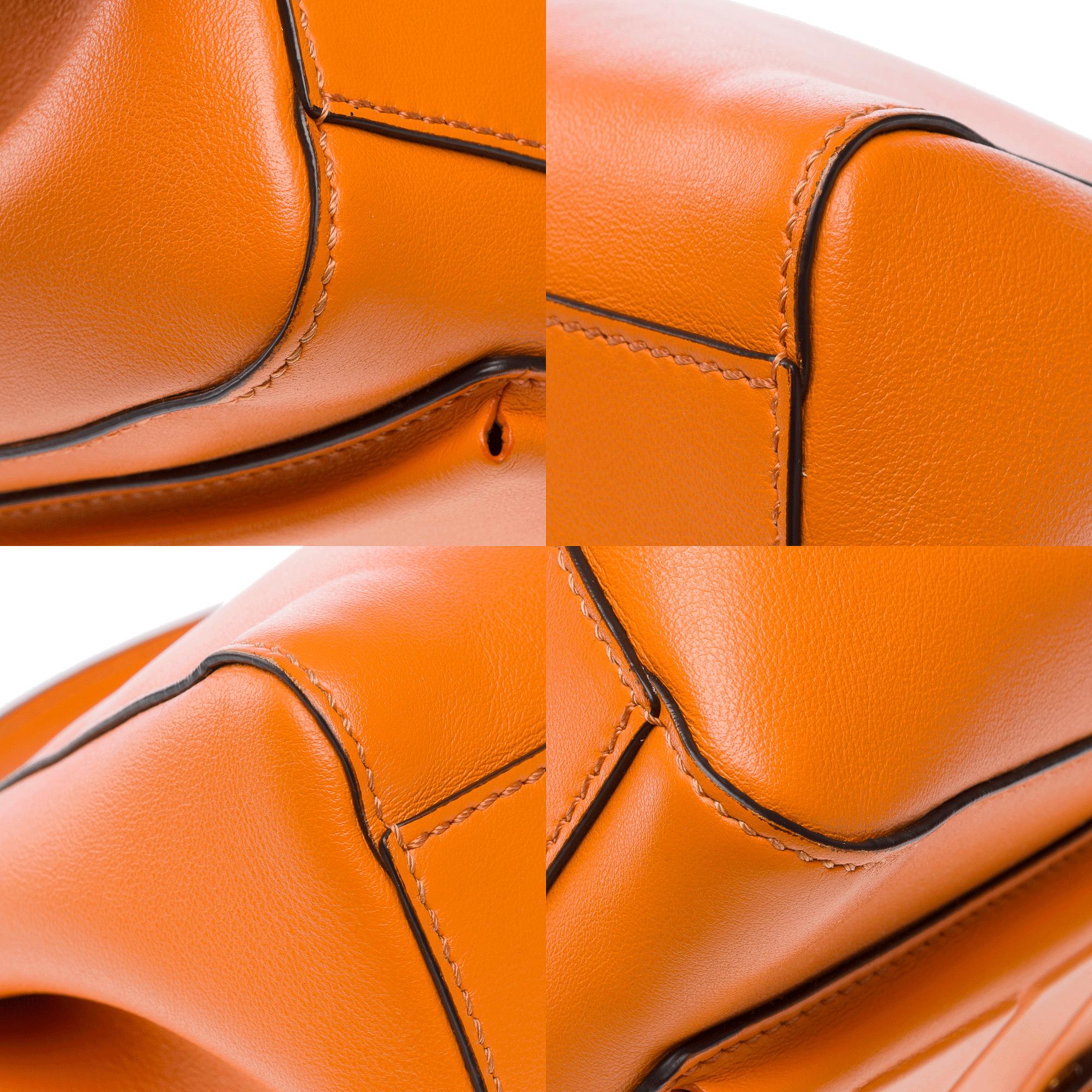 Fendi Peekaboo Mini Pocket handbag strap in Orange calf leather, GHW 8