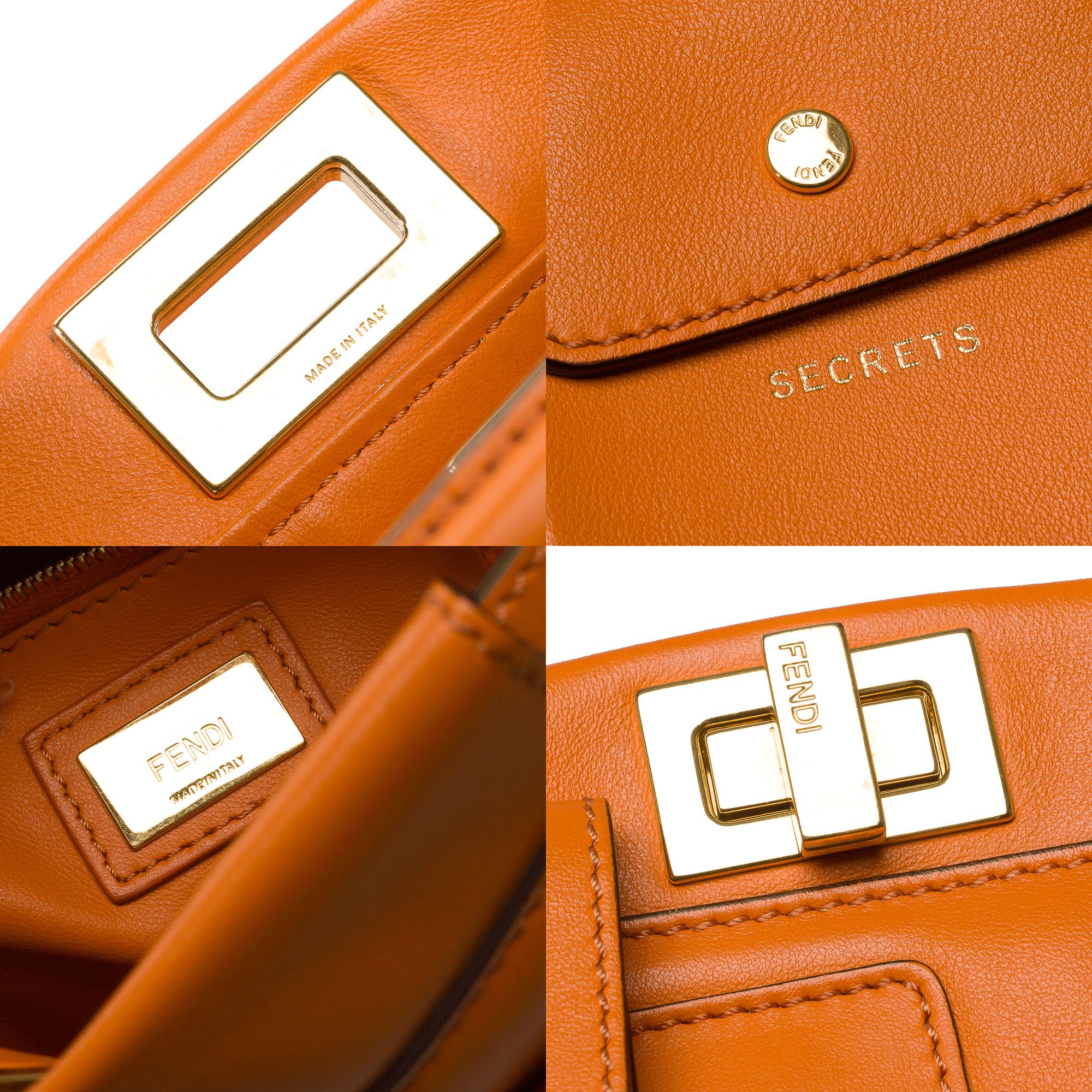 Fendi Peekaboo Mini Pocket handbag strap in Orange calf leather, GHW 5